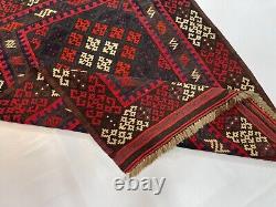 Pièce de collection Design géométrique Tapis afghan en laine fait à la main vintage bohémien