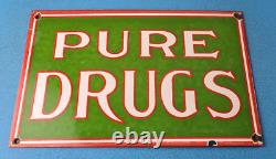Plaque de signalisation en porcelaine de magasin général de pharmacie pure vintage