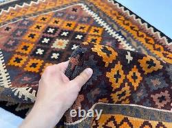 Tapis Tribal Vintage Géométrique Oriental en Laine Kilim Fait Main Afghan 3.1x4.9 Maimana