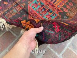 Tapis afghan de prière noué à la main avec des teintures végétales de haute qualité 2.11x4 en laine douce à poil long