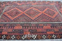 Tapis d'aire Kilim vintage 250x400 cm, tapis afghan tissé à plat turkmène oriental