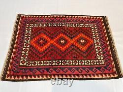 Tapis de chambre vintage en laine géométrique boho afghan tissé à la main 2,10x4 platweave
