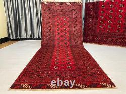 Tapis de couloir large rouge antique turkmène Bukhara Oriental Mouri Gul 3,5x8,9