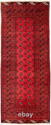 Tapis de couloir large rouge antique turkmène Bukhara Oriental Mouri Gul 3,5x8,9