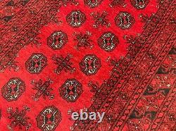 Tapis de couloir large rouge antique turkmène Bukhara Oriental Mouri Gul 3,5x8,9