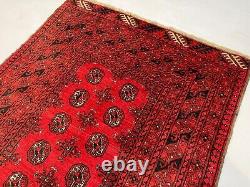 Tapis de couloir large rouge antique turkmène Bukhara Oriental Mouri Gul 3,5x8,9