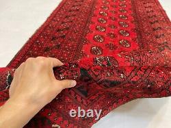 Tapis de couloir large rouge antique turkmène Bukhara Oriental Mouri Gul 3,5x8,9