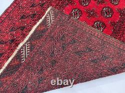 Tapis de couloir large rouge antique turkmène Bukhara Oriental Mouri Gul 3,5x8,9