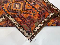 Tapis de maison kilim tribal vintage en laine teinte à la main de 3,5 x 4,7 pieds