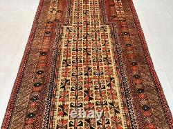 Tapis de prière musulmane afghan oriental turkmène antique en laine fait main de 3,1x5,6
