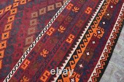 Tapis de salon oriental antique afghan fait main en laine tissée à plat turkmène de 8x13 pieds