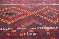 Tapis de salon oriental antique afghan fait main en laine tissée à plat turkmène de 8x13 pieds