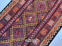 Tapis de salon tribal afghan kilim vintage oriental fait main, 2,11x6,3