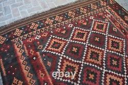 Tapis en laine ancien et fabriqué à la main, 8.2x13.6, Afghan décoloré et authentique de grande taille, de style turkmène.