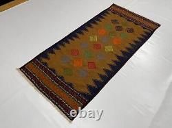 Tapis kilim afghan antique géométrique tribal bohémien en laine fait main pour chambre ou bureau