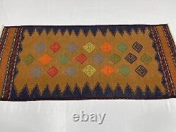 Tapis kilim afghan antique géométrique tribal bohémien en laine fait main pour chambre ou bureau