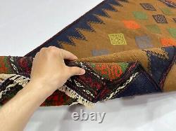 Tapis kilim afghan antique géométrique tribal bohémien en laine fait main pour chambre ou bureau