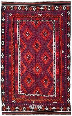 Tapis oriental luxueux et vibrant de grand designer tribal afghan turkmène de 8,5x13,8