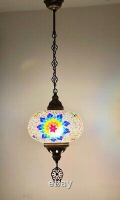 Turc Marocain Grand Verre Mosaïque Lampe Suspension Plafond Lustre Lustre