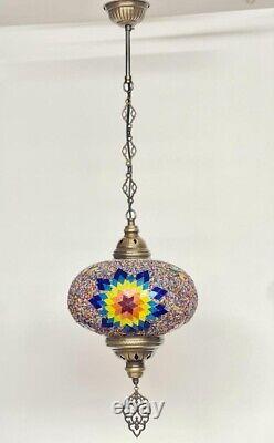 Turc Marocain Grand Verre Mosaïque Lampe Suspension Plafond Lustre Lustre