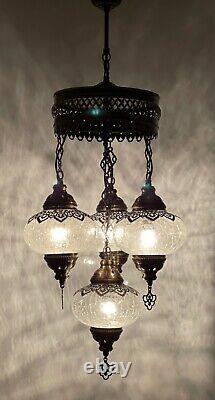 Turque Marocaine Verre Mosaïque Lampe À Suspension Plafond Lumière Chandeliers Ampoules Gratuites
