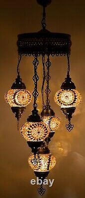 Turque Marocaine Verre Mosaïque Lampe À Suspension Plafond Lumière Chandeliers Ampoules Gratuites
