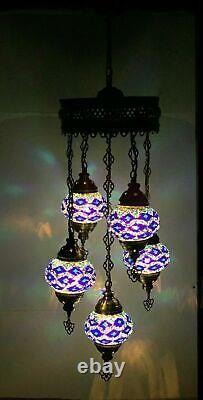 Turque Marocaine Verre Mosaïque Lampe Suspension Plafond Lumière Chandeliers