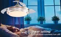 Ventilateur de plafond invisible 42 pouces avec lumière, lames rétractables et changement de couleur, télécommande
