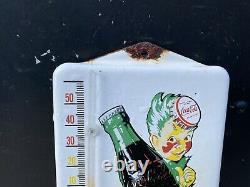 Vieille Coca Cola Porcelaine Thermomètre Soda Coke Store Pop Gas Oil Garage