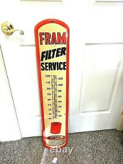 Vieille Publicité Filtres Fram Garage Shop Grand Thermomètre De Magasin D'étain 563-q
