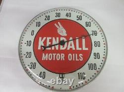 Vieille Publicité Kendall Huile Ronde Thermomètre Magasin Garage Concessionnaire M-651