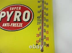 Vieille Publicité Super Pyro Antigel Garage Étain Thermomètre M-320