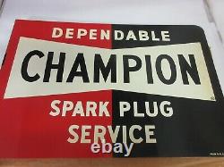 Vintage Advertising Champion Spark Plug Nos Garage Dealer Store Sign Tin M-652
