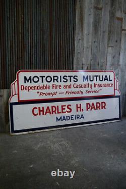 Vintage Motorists Mutuel Grand Côté Métal Panneau Gosa 34 Auto Garage Store F