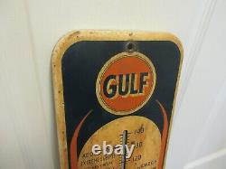 Vintage Publicité Gulf Oil Gas Thermomètre Garage Store Auto Petroliana A-306