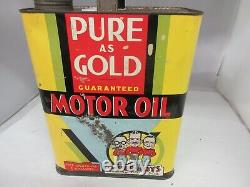 Vintage Publicité Pure Gold Motor Oil 2 Gallon Can Tin Garage Store 764-q