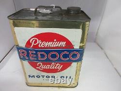 Vintage Publicité Redoco Motor Oil 2 Gallon Can Tin Garage Store A-315
