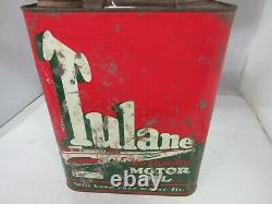 Vintage Publicité Tulane Motor Oil 2 Gallon Can Tin Garage Store 801-q