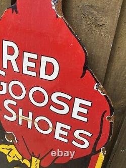 Vintage Red Goose Porcelaine Signe Essence 24 Vêtements Chaussures Store Garage Service
